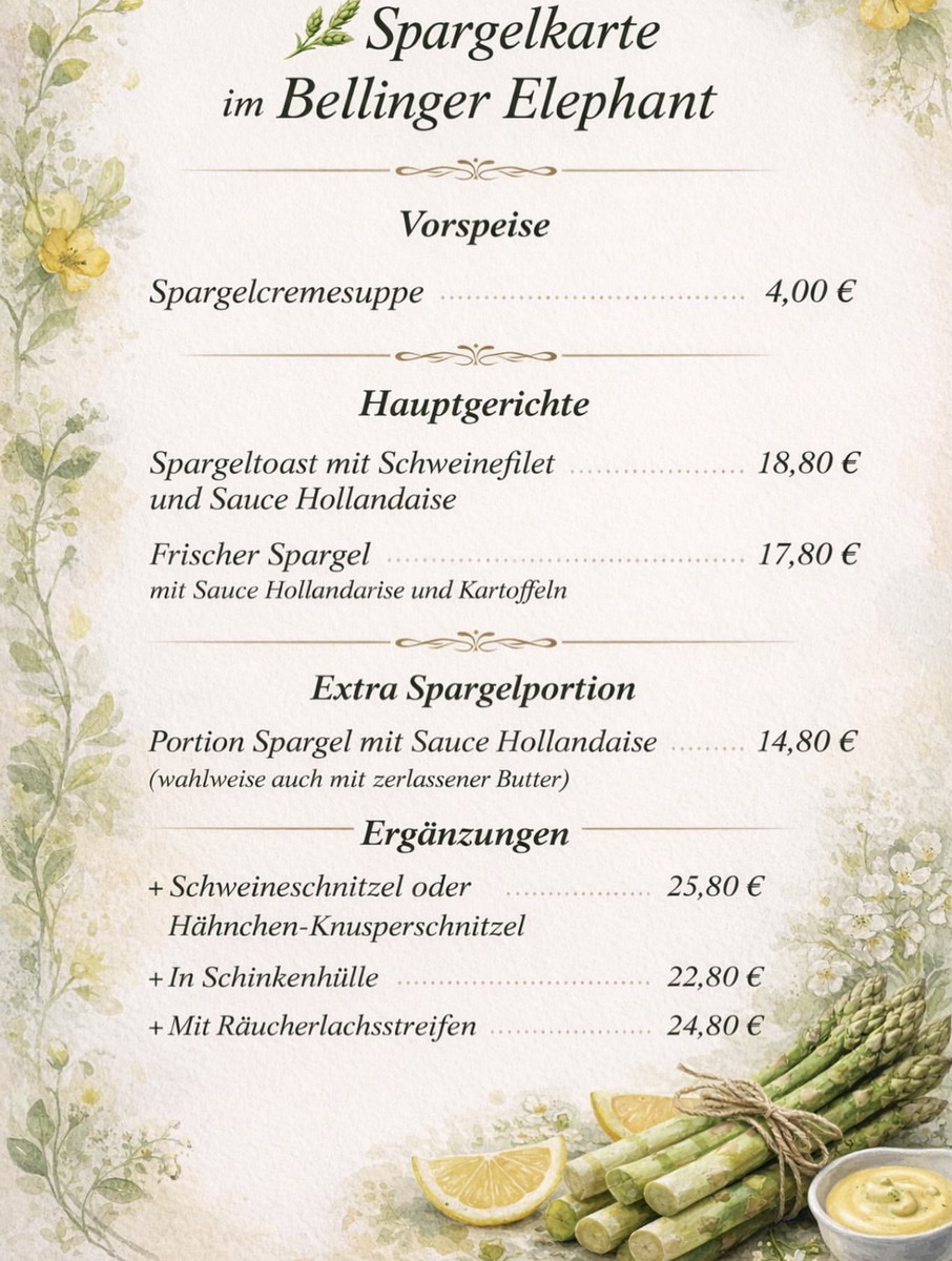 Unsere Spargelkarte Unsere Spargelkarte